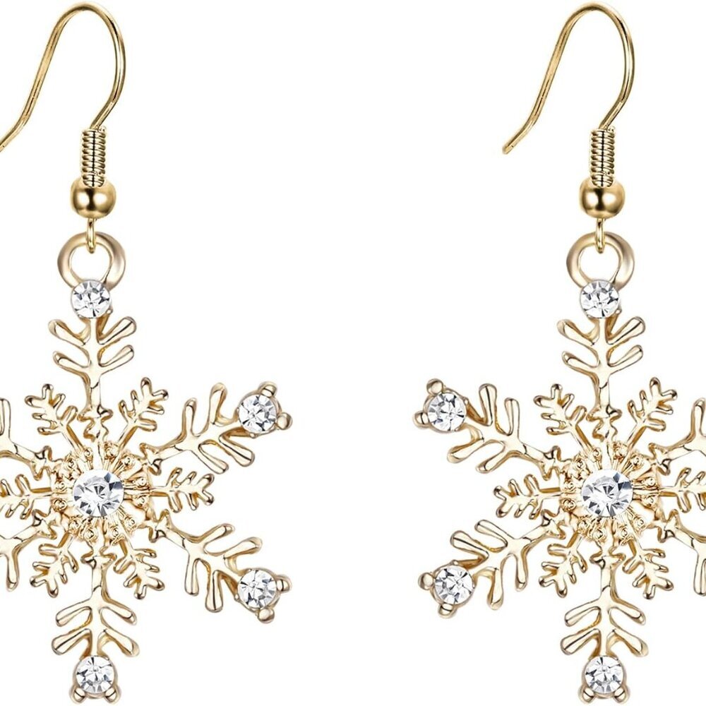 Snowflake Earring for Women Austrian Crystal Winter Party Flower Snowflakes Pier